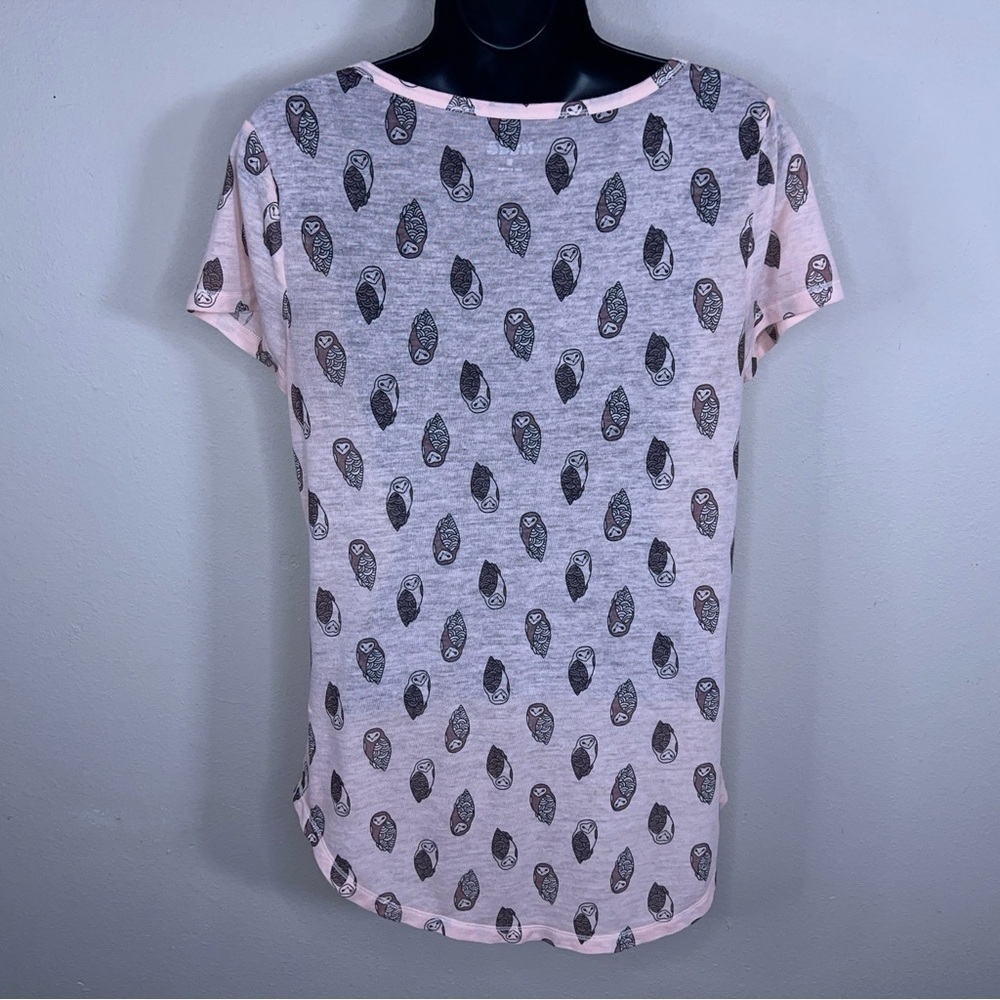 MEDIUM MUDD PASTEL PINK OWL TEE SHORT SLEEVE STRETCH - Picture 7 of 12
